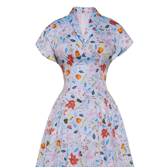 Nadia Dress in Ice Blue First Frost Print Pinup Couture - Picture 2 of 4